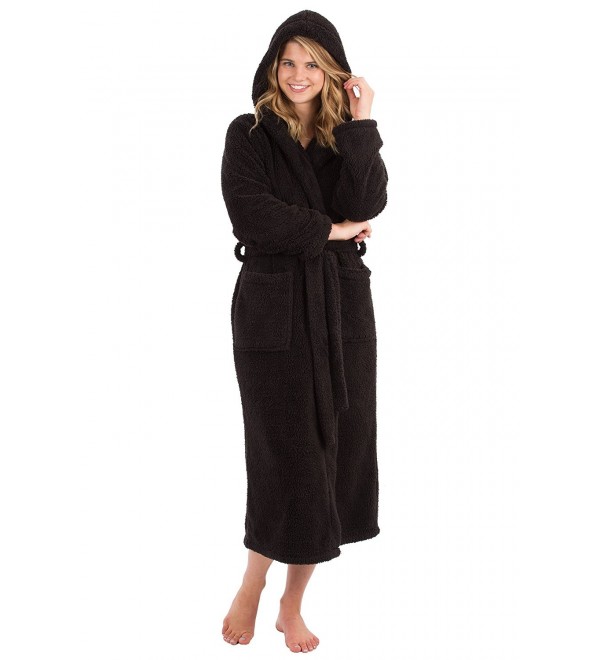 VEAMI Womens Bathrobe Hood Black Pearl Large