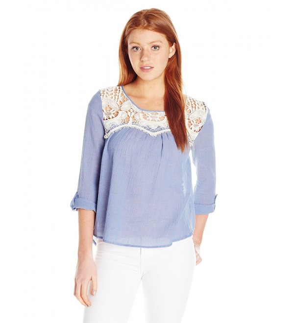 Jolt Chambray Peasant Scallop Crochet