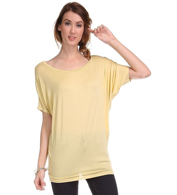 Fits Cloth Women's Short Sleeve Dolman Tunic Top T Shirt - Custard ...