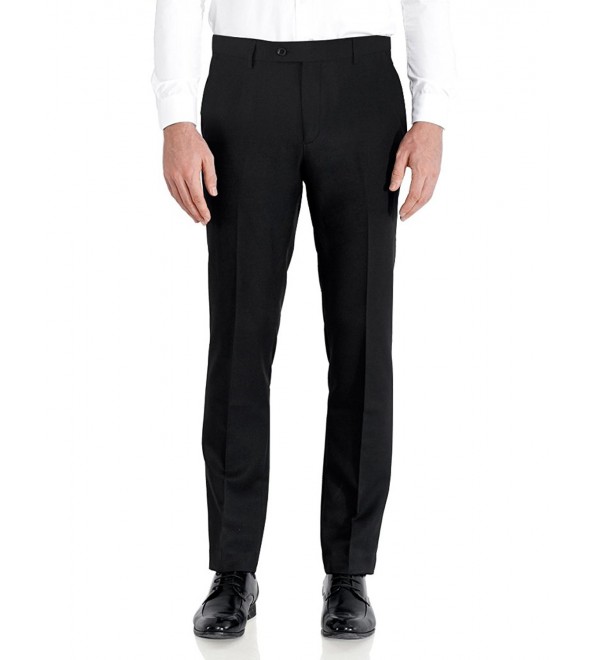 Men's Stretch Expandable Waist Plain Front Pants - CV184QA6MGL