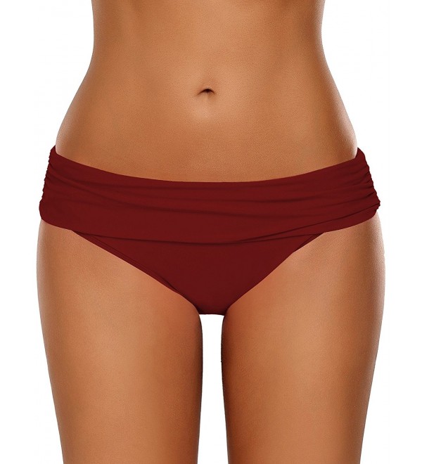 ACKKIA Burgundy Waistband Moderate Swimsuit