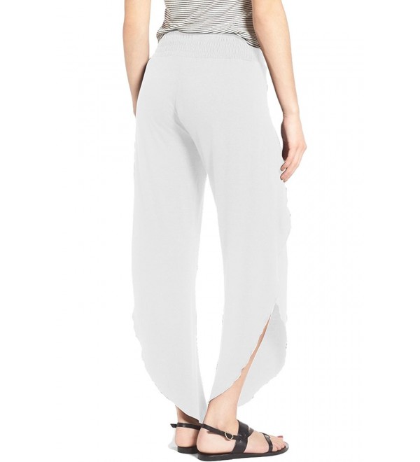 Women's Comfy Slit Pants Solid Flowy Yoga Palazzo Trousers - White ...