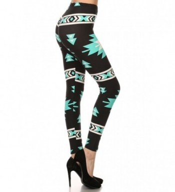 Print Leggings Turquoise Black MD003B OS2