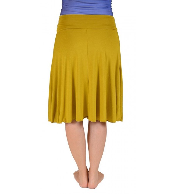 Women's Plus Size Knee Length Flowy Skirt - Mustard Yellow - CC1266VC4C5