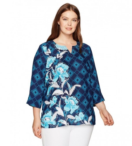 Alfred Dunner Womens Floral Blouse