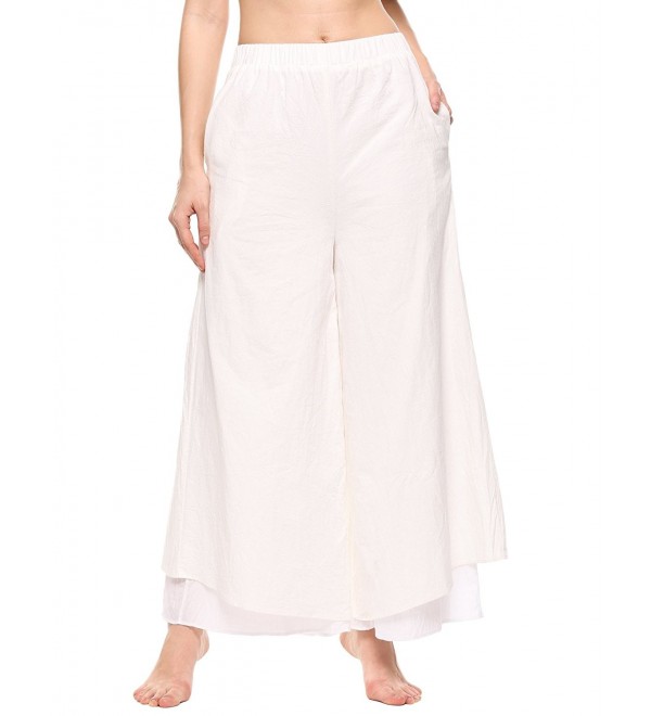 Women Casual Loose Fit Layers Culottes Wide Leg Pants - White - CW182S7AH7E