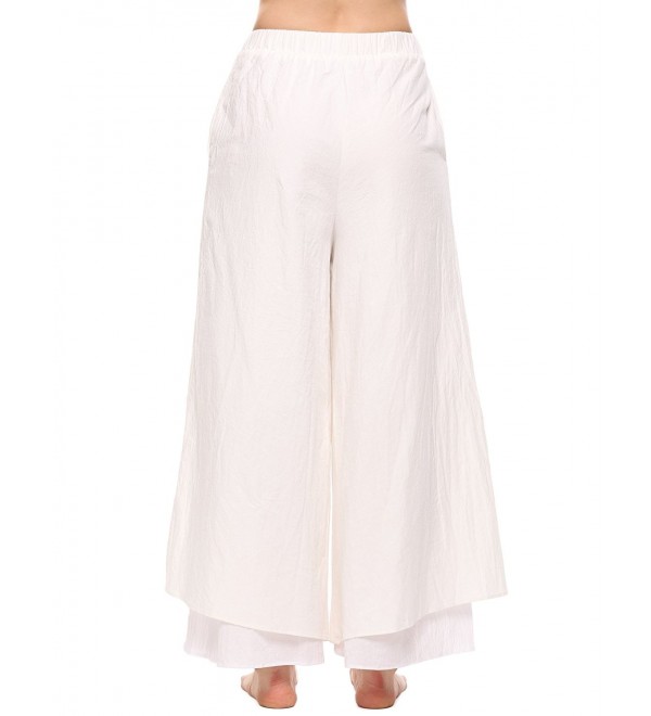 Women Casual Loose Fit Layers Culottes Wide Leg Pants - White - CW182S7AH7E