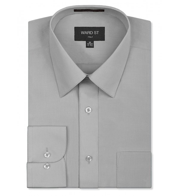 Men's Regular Fit Dress Shirts - Light Gray - C1185SNY30D