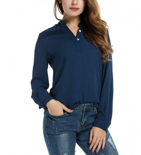 Zeagoo Womens Casual Chiffon Henleys