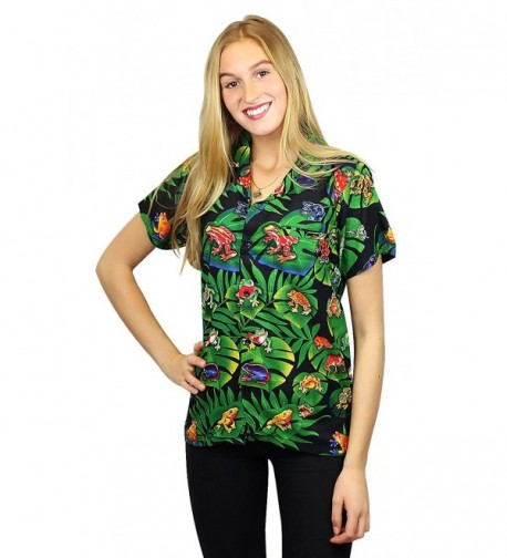 Funky Hawaiian Blouse Rainforest Frogs