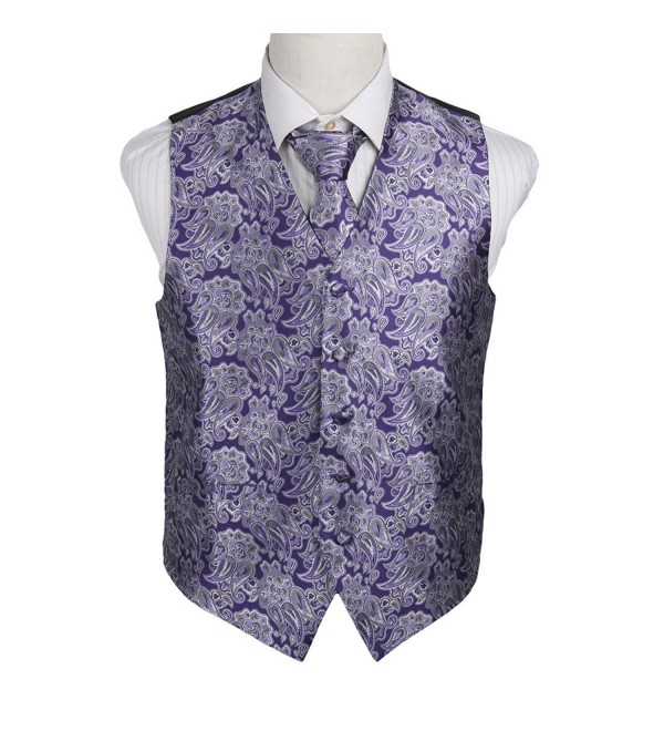 EGD1B.02 Multi Style Paisley Microfiber Mens Tuxedo Vest Neck Tie Set ...