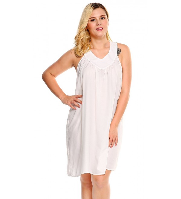 Women Plus Size Soft V-Neck Causal Nightgown Solid Color Sleepwear ...