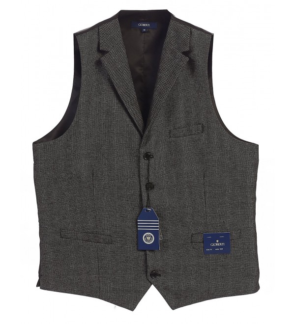 Men's 5 Button Tailored Collar Formal Tweed Suit Vest - 30 - Gray ...