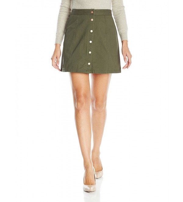 Women's Snap Front Paneled Skirt - Forest Moss - CH12LWRMR8J
