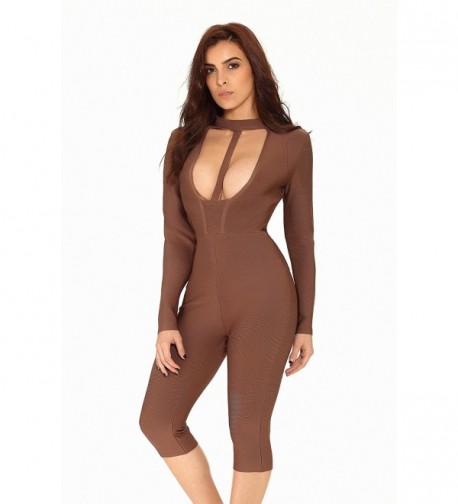 Whoinshop Womens Knee length Bandage Jumpsuit