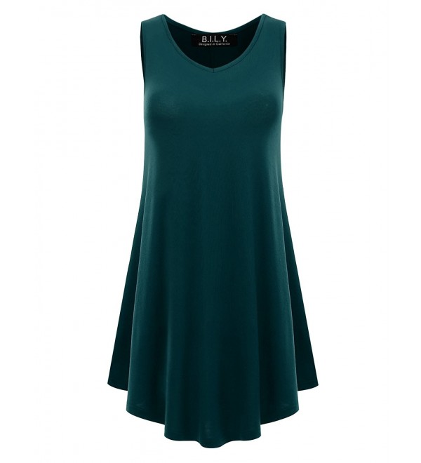 Womens Sleeveless Round V neck Tunic