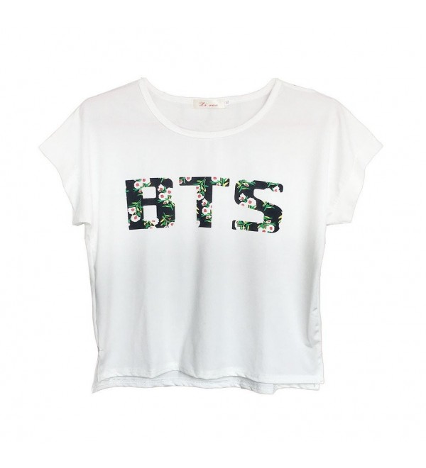 BTS Suga Jin Jimin Jung Kook Printed T-Shirt + Floral Skirt Two Piece Suit  - White - CL12L0E0YZ7