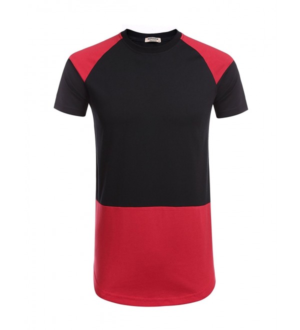 Men Fashion Contrast Color Patchwork Short Sleeve T-Shirt - Black/Red ...