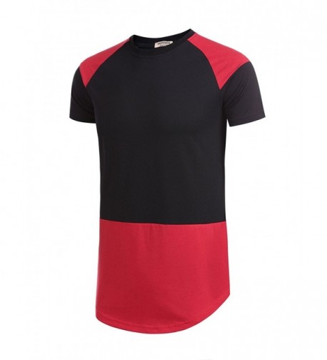 Men Fashion Contrast Color Patchwork Short Sleeve T-Shirt - Black/Red ...