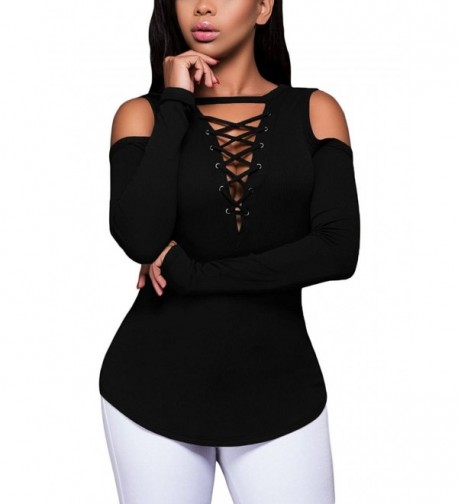FARYSAYS Womens Cut out Shoulder Lace Up