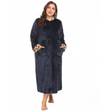 Ekouaer Leopard Zip Front Bathrobe Purplish