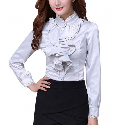 Womens Chiffon Button Ruffle Founcing