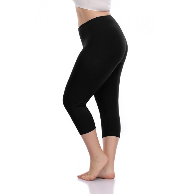 Women's Capri Leggings Plus Size Stretch and Comfy High Waisted Three ...