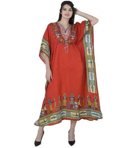 Womens Kaftan Beachwear Cover Up Long Maxi Dress Caftan Nightgown - Red ...