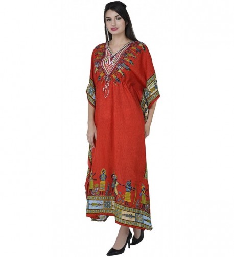 Womens Kaftan Beachwear Cover Up Long Maxi Dress Caftan Nightgown - Red ...