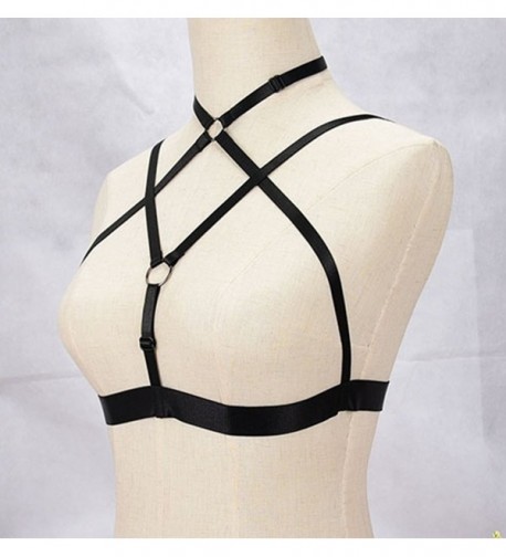 Women Harness Elastic Cupless Cage Bra Hollow Out Strappy Crop Top ...