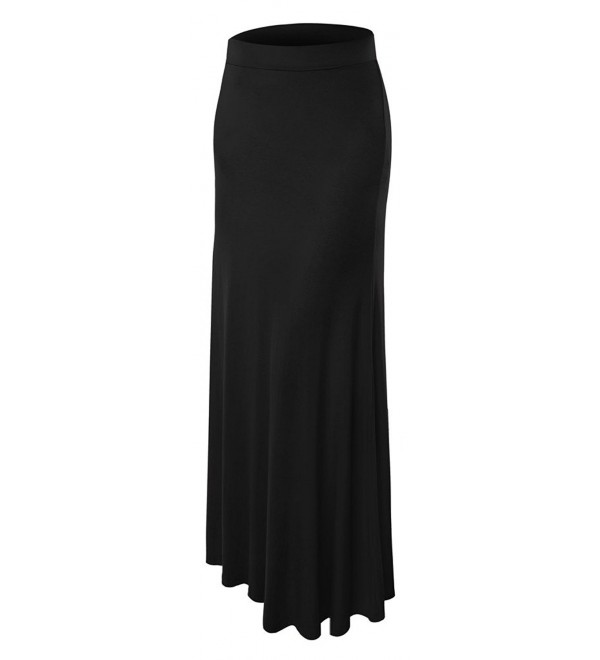 Womens Plus Size Floor Length Maxi Skirt - Black - C9185QK8DAZ