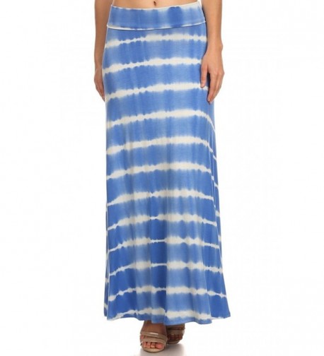 ReneeC. Women's Tie Dye Striped Soft Foldover Maxi Long Skirt - Made in ...