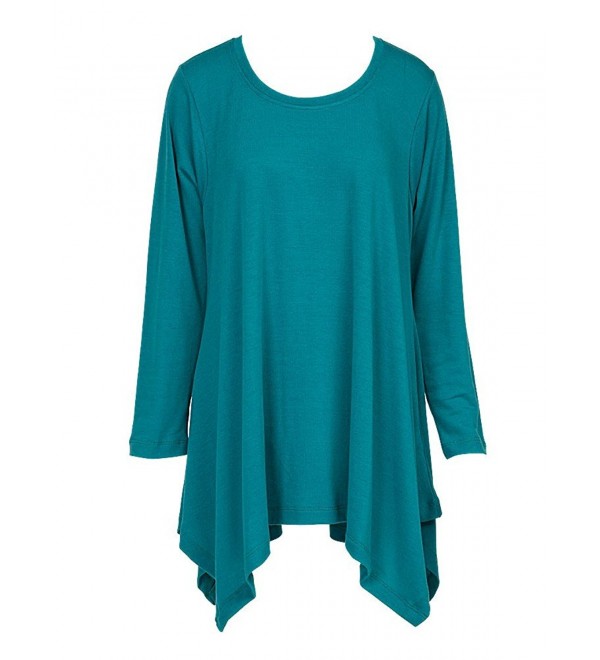 Handkerchief Tunic Top Long Sleeve Turquoise (LG/XL) - CL17AA93DUU