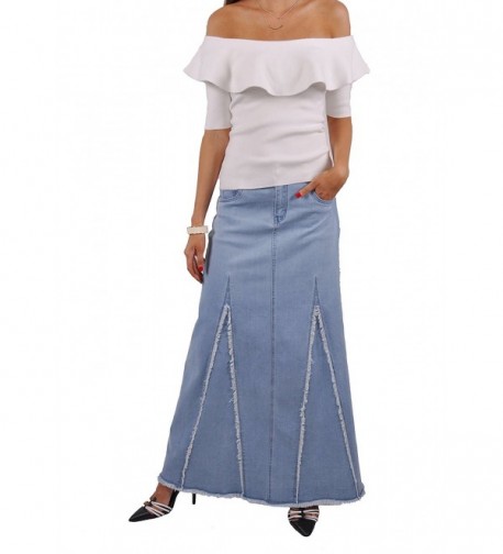 Style Sassy Fringed Denim Skirt Blue 34