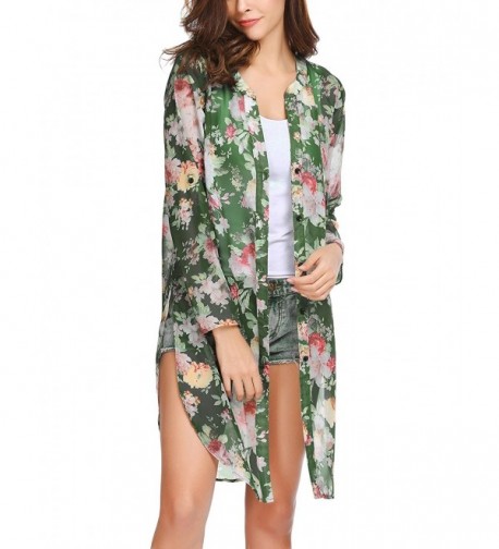 Pinspark Womens Floral Chiffon Cardigan