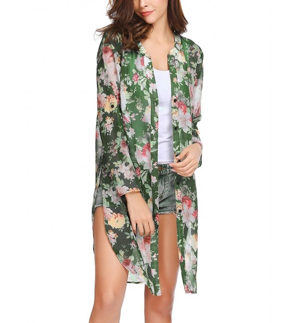 Pinspark Womens Floral Chiffon Cardigan