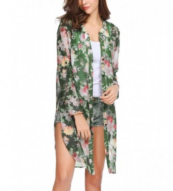 Pinspark Womens Floral Chiffon Cardigan