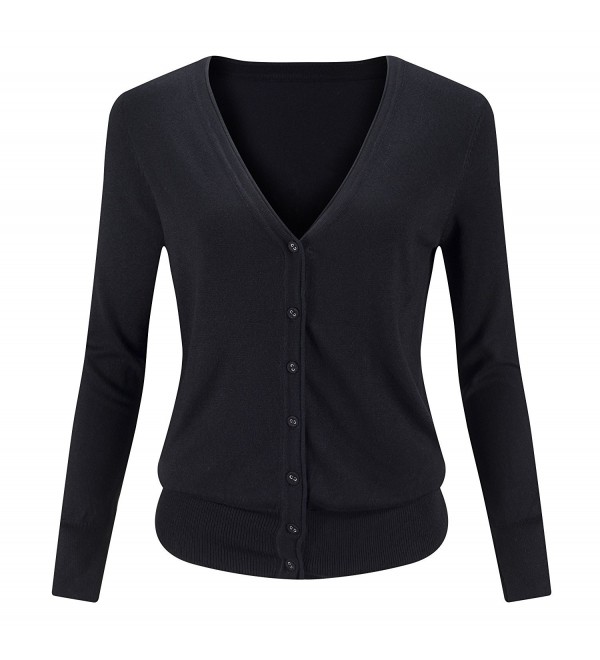 Women Soft Knit Button Down Long Sleeve Cardigan Sweater-Various Colors ...