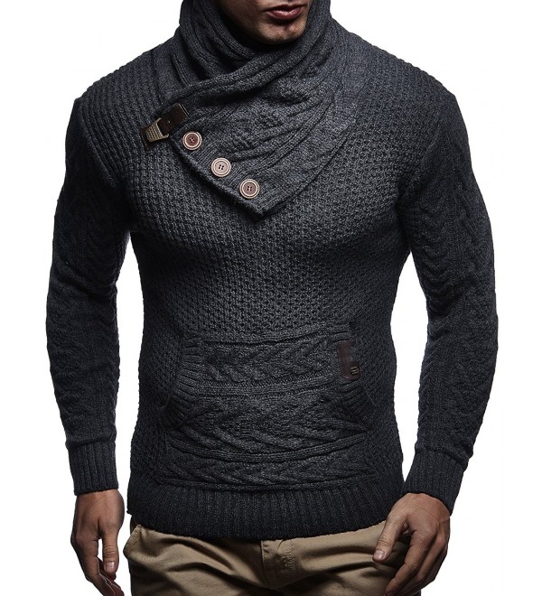 LN7095 Men's Knit Turtleneck Pullover - Anthracite - CX186XZLDM0