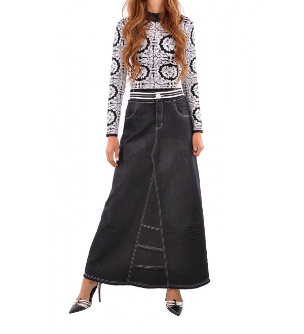 Style Exquisite Elastic Denim Skirt Black 28