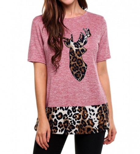 Meaneor Sleeve Blouse Leopard T shirts