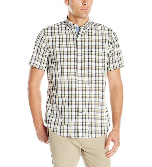 Men's Classic Fit Oyster Plaid Short Sleeve Shirt - Pacific Pine ...