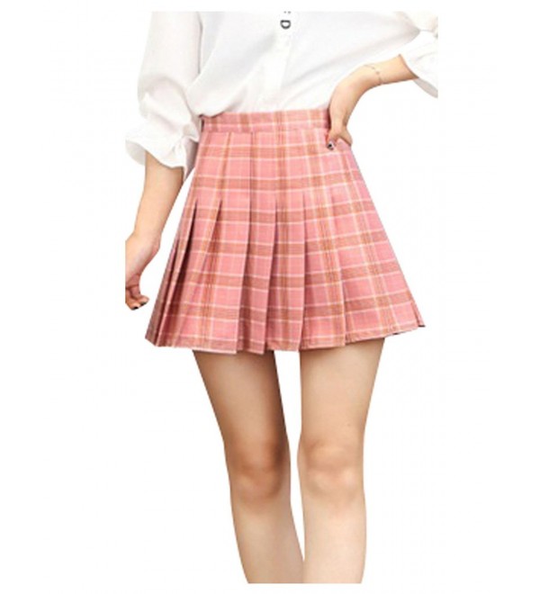 US Size Plaid Skirt High Waist Japan School Girl Uniform Skirts - Pink ...