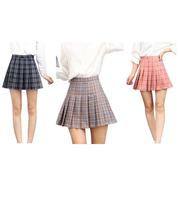 US Size Plaid Skirt High Waist Japan School Girl Uniform Skirts - Pink ...