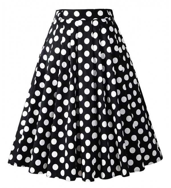 1950s Vintage Retro A-line Printed Swing Rockabilly Skirt - Black/White ...