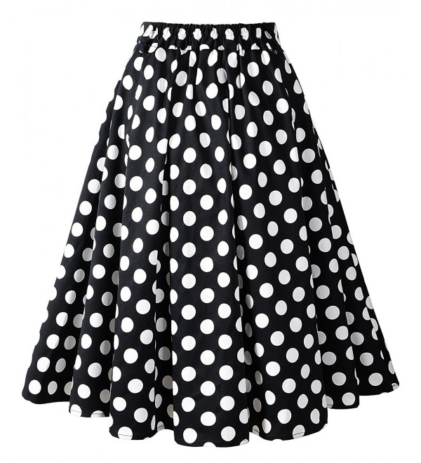 1950s Vintage Retro A-line Printed Swing Rockabilly Skirt - Black/White ...