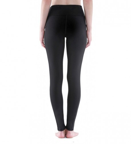 Women's Workout Leggings With Pocket Running Tights Yoga Pants - Black ...