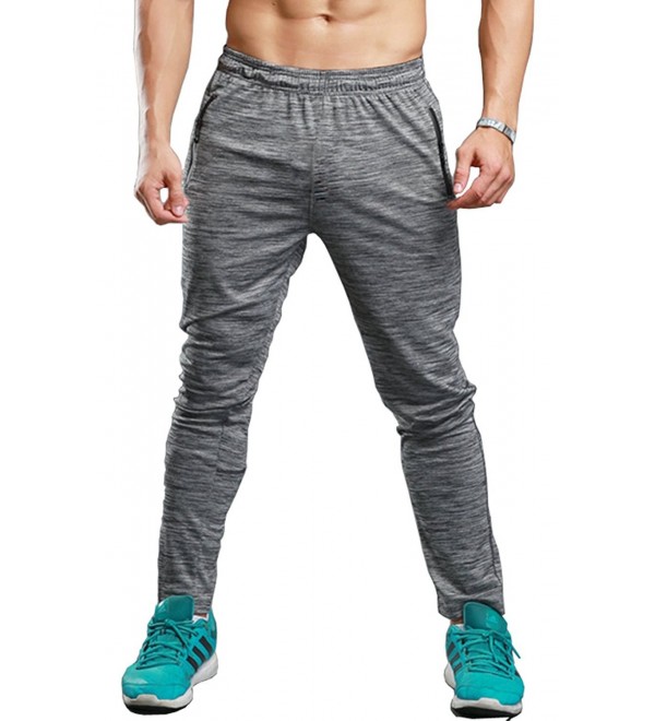 Men's Athletic Running Sport Jogger Pants With Zipper Pockets - 02 ...