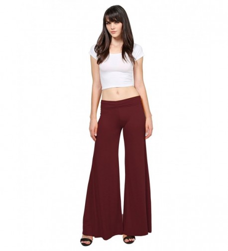 Stretch Fold Over Waist Palazzo Burgundy