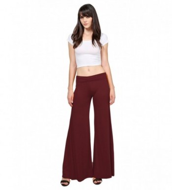 Stretch Fold Over Waist Palazzo Burgundy